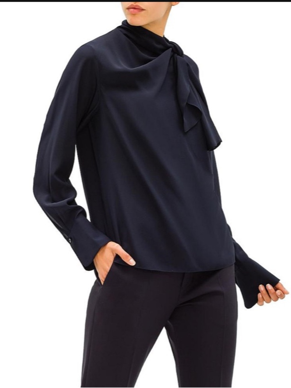 Chloe womans 100% Silk CREPE DE CHINE SHIRT WITH COLLAR TIE size S38